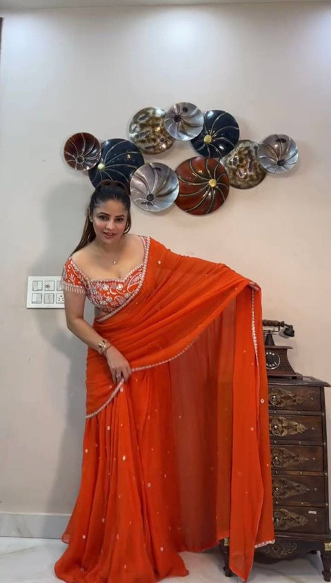 New Lunch Hevay Boutiq Collection Foux Gorgette Lehengha Saree
