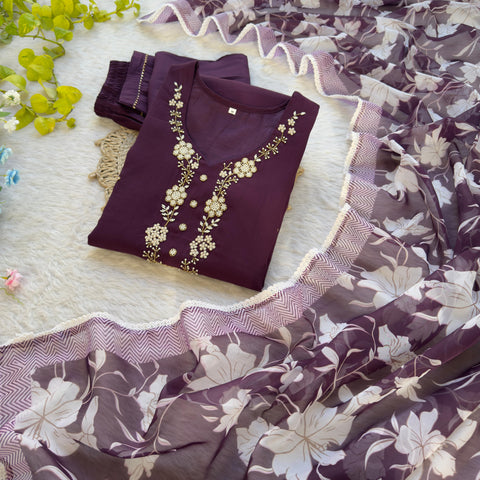 New Designers Kurti Pent Dupatta 3 pic Set