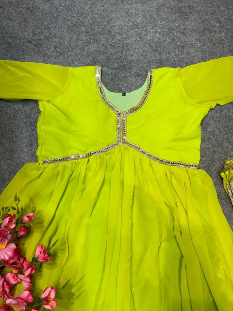 New Premium Attractive Party Wear gorget with Original Mirror Gown