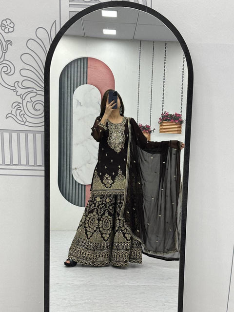 New Designer Party Wear Top Plazzo & Dupatta Set