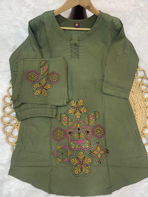 New collections Heavy RayonMulti Embroidery Thread Work Co-Ords Set
