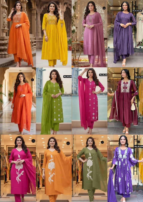 New kurta set with Cotton Pant & Malmal Dupatta with tier pattern