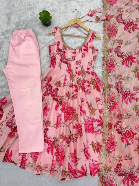 NEW FLORAL PRINT STRAIGHT KALI CUT ANARKALI SUIT
