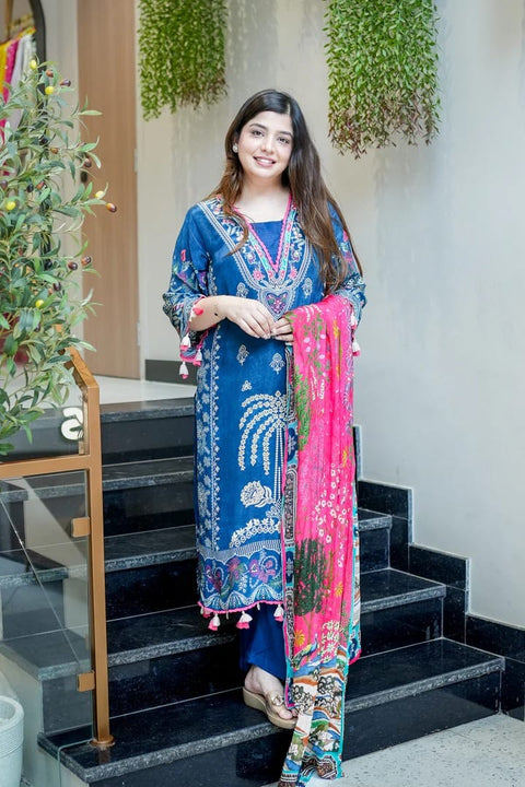 NEW COLLECTION SUIT SET Premium Muslin Kurti Pant Dupatta Set