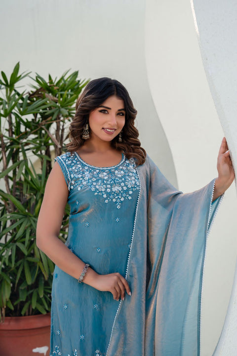 New Ready-Made Kurti , Plazzo And Dupatta
