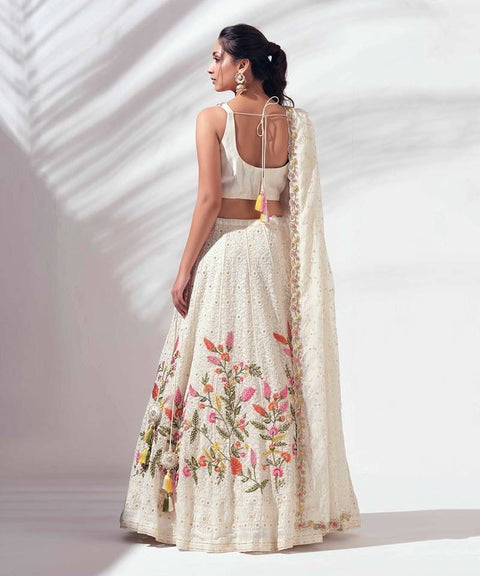 New BRIDAL WEAR HEAVY FUAX GEORGETTE CHINE SEQUENCE WORK LEHENGAS CHOLI