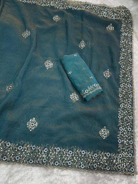 New pure, radiance with this breathtaking designer saree