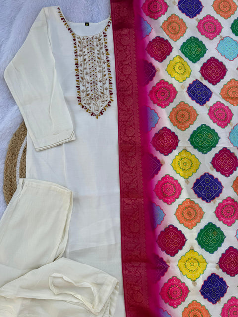 New Premium Roman silkHand Work Kurti’s
