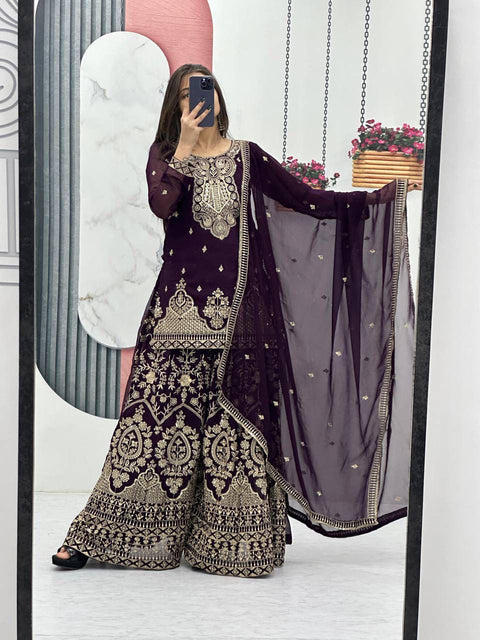New Designer Party Wear Top Plazzo & Dupatta Set
