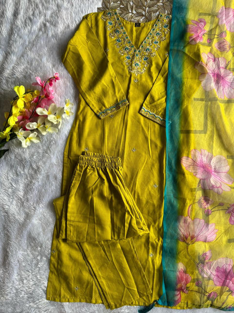 New Designers Kurti Pent Dupatta Set