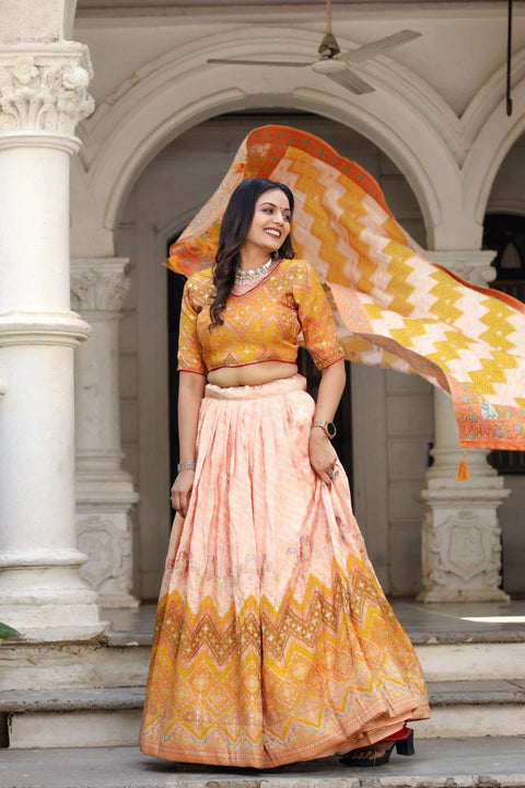 New jecard viscose viscose position print With jecard Touch Up  lehenga