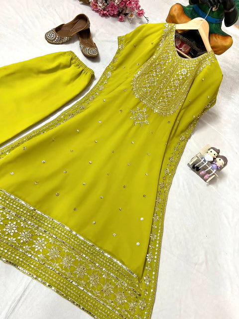 NEWLY LAUNCHED FAUX GEORGETTE KUFTAN-PANT SET