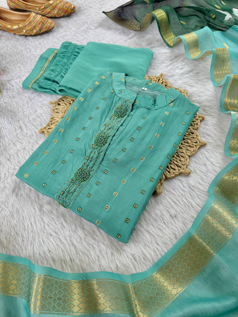 New Designers Kurti Pent Dupatta 3 pic Set