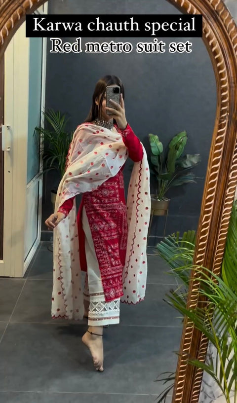 New Designer Party Wear & Festivitie Look Pur Roman Silk Top Bottom & Dupatta Set