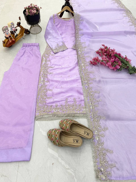 New Designer Party Top Pallazo & Dupatta Set