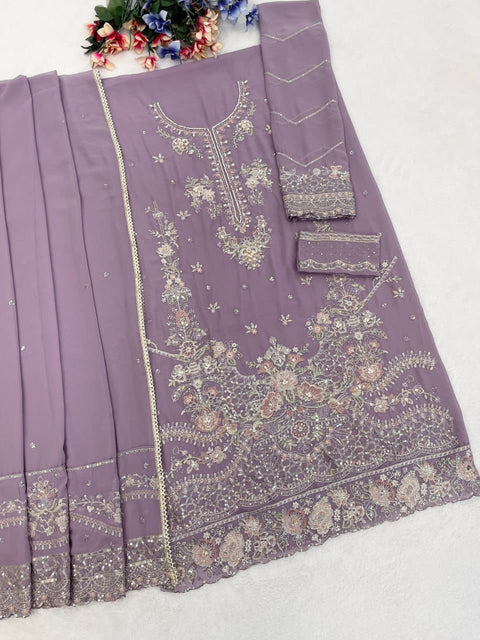 New beautiful Multi Thread & Jari WithSequence Embroidery Stich Khatli Work dress
