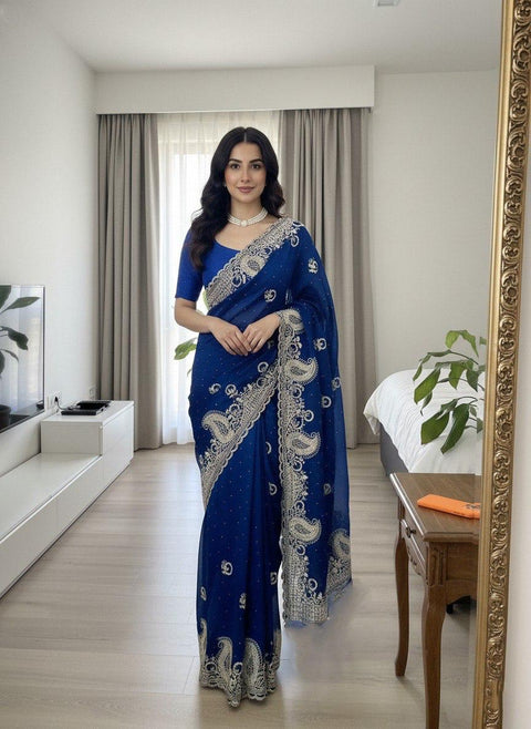 New Launch Party Wear Soft  Fendy Satin silk Saree