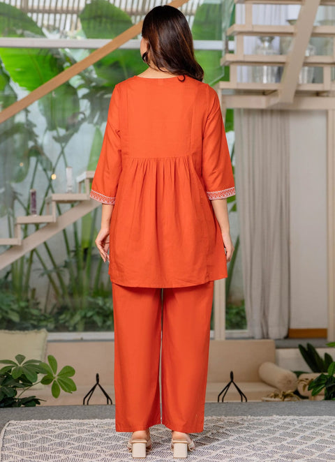 New Premium Orange Sparrow Women’s Ethnic Co-Ord Set