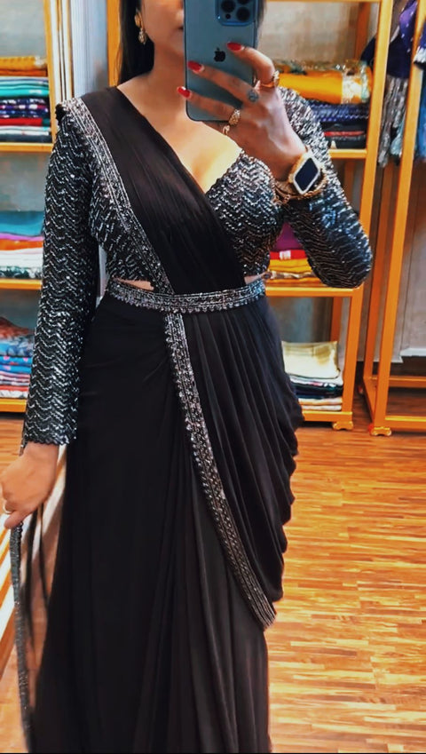 New Super Embroidery Sequence work ready to wear saree