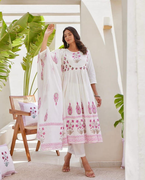 NEW ARRIVAL CHANDERI SILK KURTI WITH PANT WITH DUPPATA