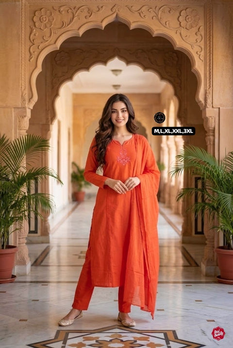 New kurta set with Cotton Pant & Malmal Dupatta with tier pattern