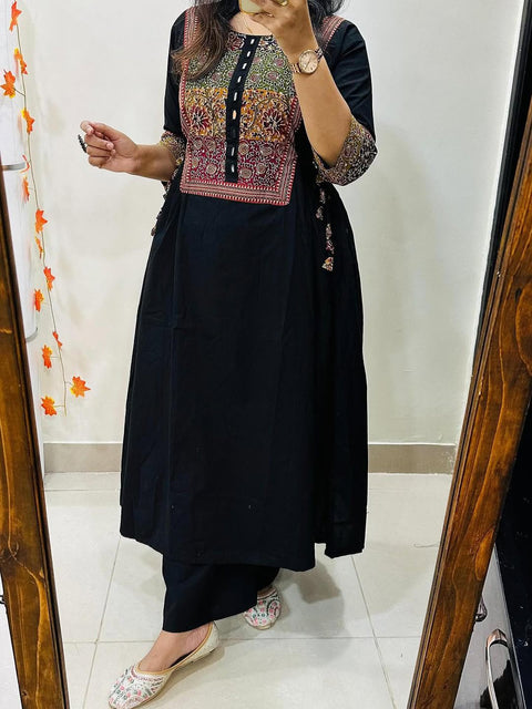 New premium cotton febricDesigner heavy kurti plazzo set