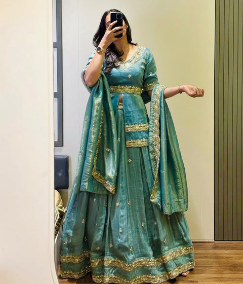 New Launching Wedding wear Chinon silk Lehenga Choli