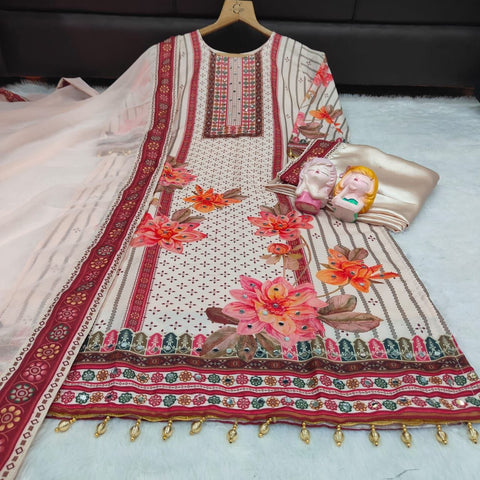 New Original Mirror Work Exquisite Muslin Pakistani Suit