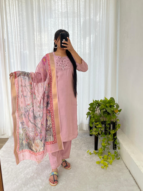 New Designers Kurti Pent Dupatta 3 pic Set