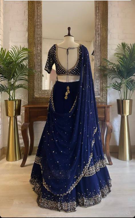 New Premium Premium  Georgette Embellished With Beautiful Embroidery lehenga