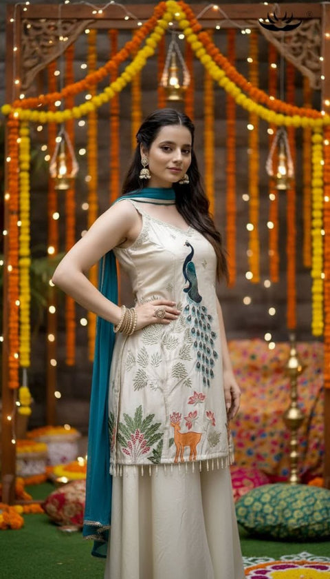 New Premium Heavy Embroidered  Work Nesral france crap SilkCotton Inner Kurti