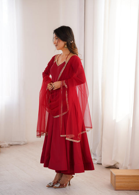 New PURE ROMANSILK CHANDERI FABRIC FULLY FLARE ANARKALI,WITH DUPPTA SET