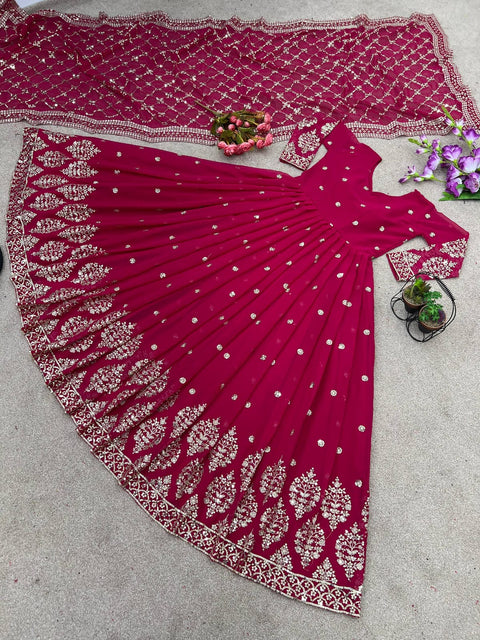 New Beautiful Elegant Embroidered Sequence Designer Anarkali Gown