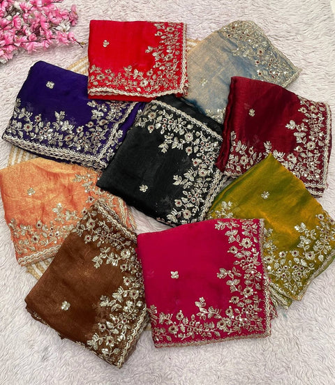New sequence  coding embroidery work with  Sequence Butti in  Body Parts saree