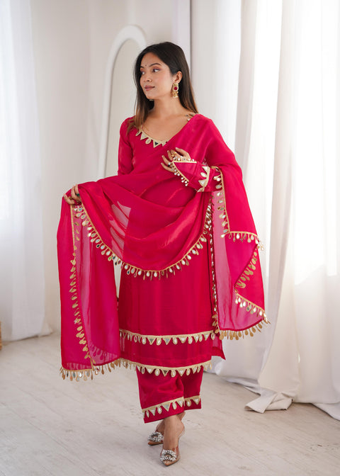 NEW Premium Real Miror Work  FENDY SILK PLAZZO with Duppata