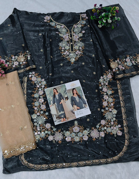New premium Heavy Jimmy Cho with Embroidery Sequence Work With Moti Plazzo