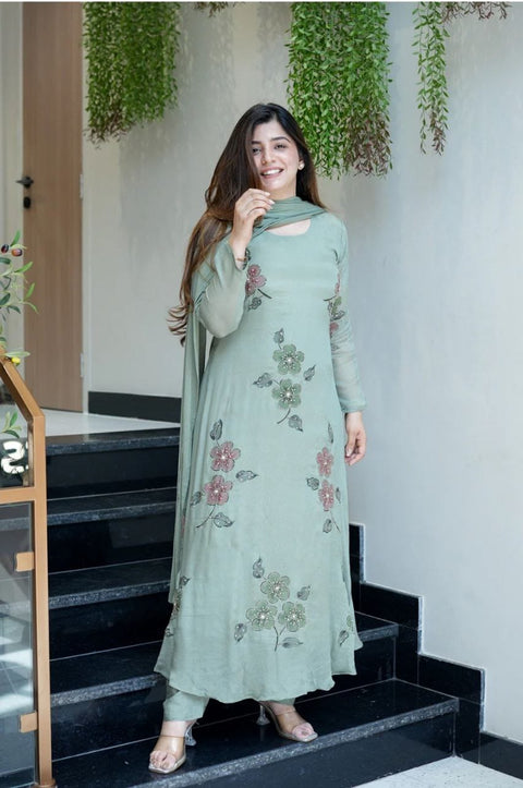 New Party Wear Look Top , Pent, Duppata 3PIECE SUIT