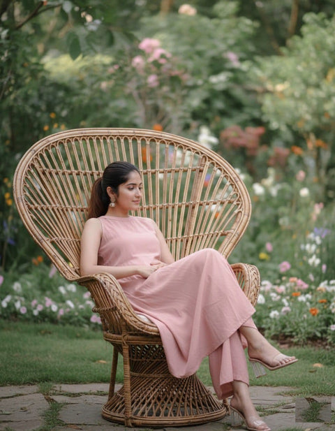 New Peach soft Cotton Solid Kurta Palazzo set