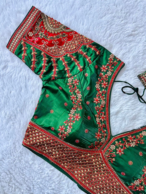 New Beautiful Copper Jari With 4 Sequence Heavy Embroidery Work Blouse