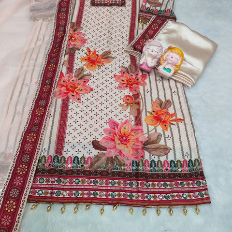 New Original Mirror Work Exquisite Muslin Pakistani Suit