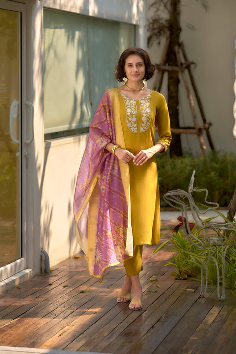 New Heavy Muslim Cotton With Heavy Rayon Cotton With Embroidery Sequence Work Top-Bottom And Dupatta Set