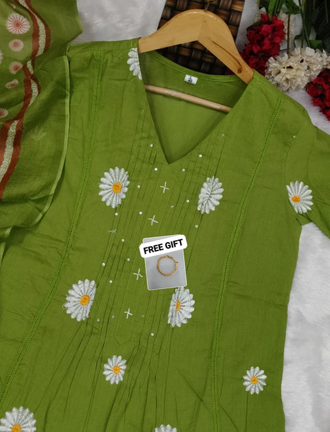New kurta set with Cotton Pant & Malmal Dupatta with tier pattern