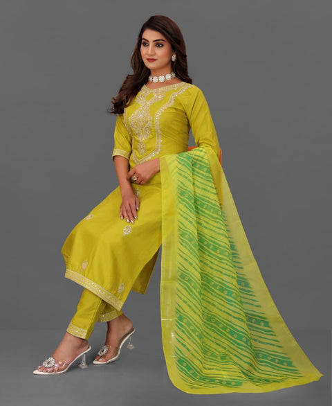 New premium Cotton Blend Fully Stiched Kurta and Pant & Dupatta Set