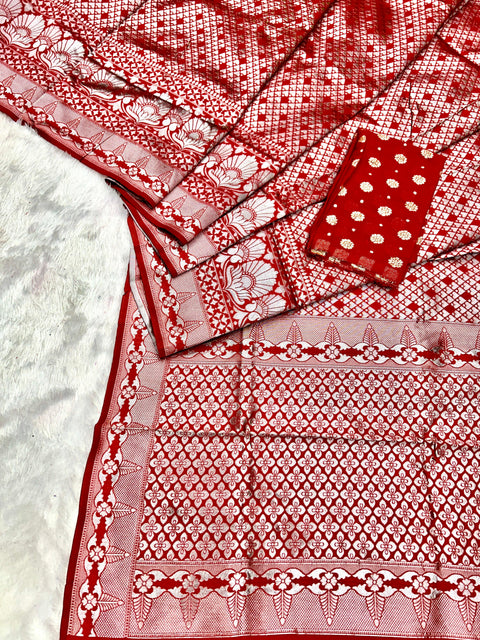 New Pure Litchi Silk Saree With Running Contrast Blouse With extra Matching Blouse