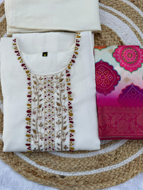 New Premium Roman silkHand Work Kurti’s