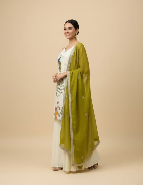 New Premium Heavy Embroidered  Work Nesral france crap SilkCotton Inner Kurti