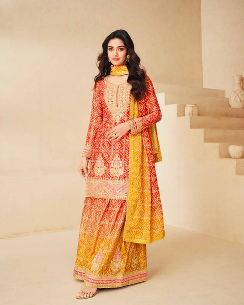 New Designer Party Sharara Suit & Dupatta Set