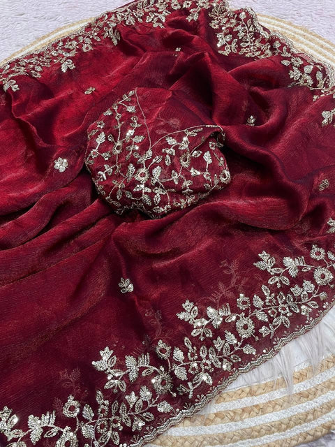 New sequence  coding embroidery work with  Sequence Butti in  Body Parts saree