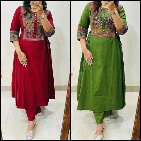 New premium cotton febricDesigner heavy kurti plazzo set
