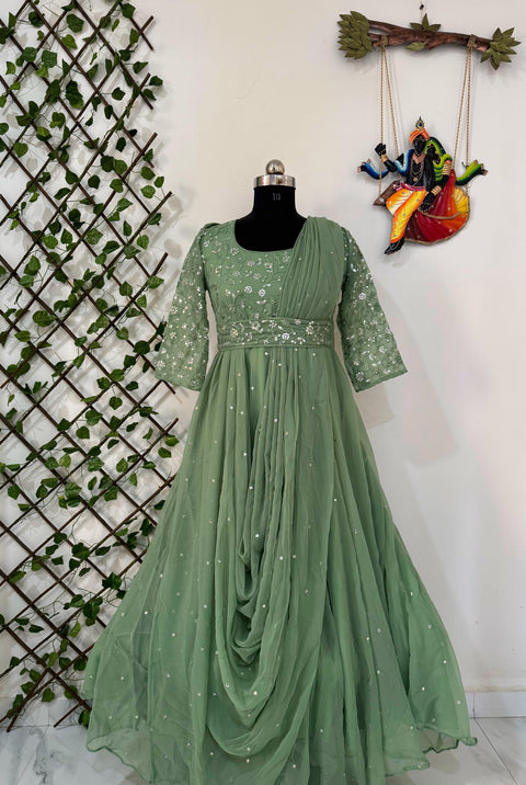 NEWLY LAUNCHED GOWN WITH ATTACHED DUPATTA & BELT
